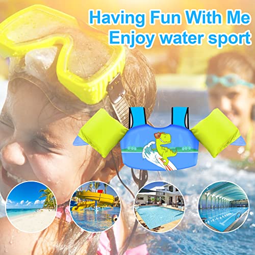Kids Swim Vest Life Jacket for 30-55 lbs with Shoulder Harness - Blue-Green Variation