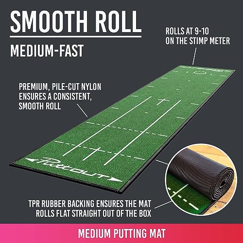 Golf Putting Mat - 7.9ft x 1.6ft Practice Mat with Alignment Lines and Targets