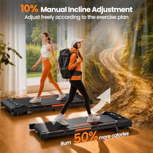 Walking Pad Treadmill for Home with 6.2 MPH Speed & 10% Incline - Black-Orange