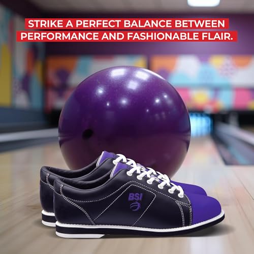 Women's Classic Bowling Shoes - Purple & Black, Size 10, Lightweight & Cushioned Support