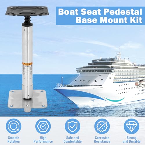 Boat Seat Pedestal Base Mount Kit with 7x7 Marine Plate and 3/4 Inch Rotating Post