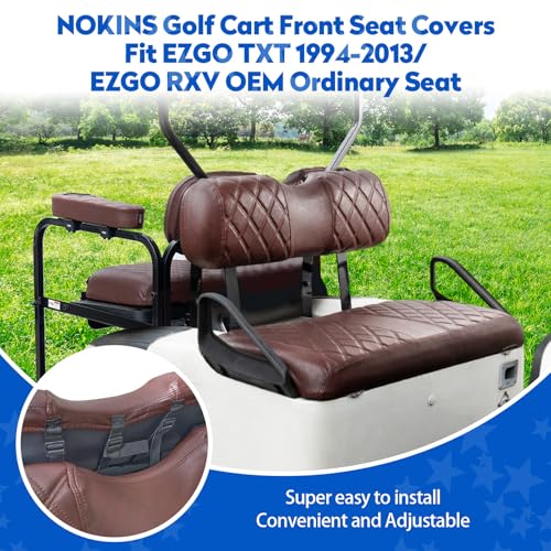 NOKINS EZGO TXT 1994-2013 & RXV Golf Cart Seat & Armrest Covers Brown