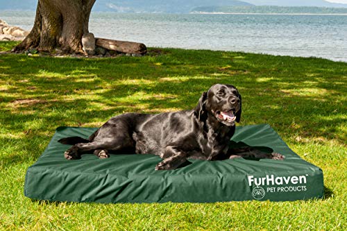Furhaven Water-Resistant Orthopedic Dog Bed Jumbo Plus Forest Logo Print, Large 53x40 Inches