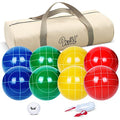 VSSAL 107mm Multi-Color Regulation Size Bocce Ball Set - Solid Resin, 8 Balls + Pallino & Carry Bag