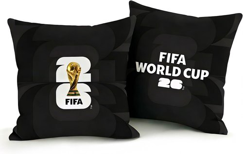 MESUCA FIFA World Cup 2026 Trophy Throw Pillow - Official Plush Cushion | 18x18 Inch Home Decor Gift for Soccer Fans
