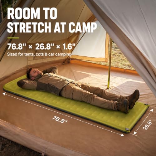 OGERY Green Foam Camping Mattress - Insulated Portable Sleeping Pad, 76.7 x 26.7 inches