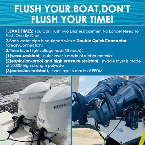 Twin Outboard Quick Connect Flush Kit for Yamaha & Honda Engines - Dual Engine Marine Flushing System
