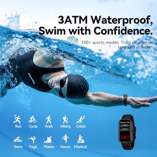 Enfit Fitness Tracker Smart Watch Black 1.47" Color Screen 100+ Sports Modes