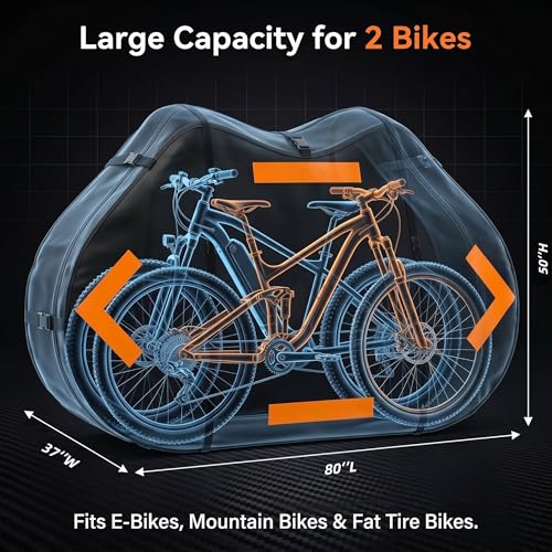 Heavy Duty Waterproof Bicycle Cover for 2 Bikes on Car Rack - Windproof & Reflective