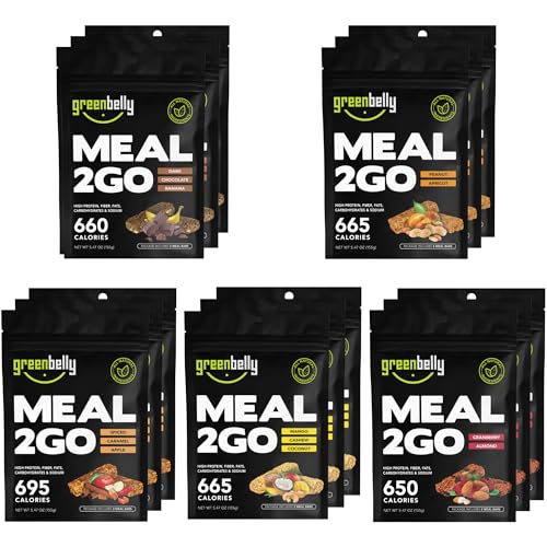 Greenbelly Variety Backpacking Meal Bars 15 Count – 650 Calorie High-Protein All-Natural Hiking Food