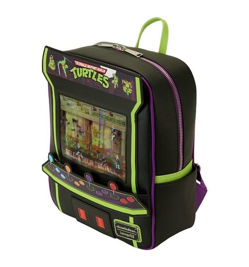 Loungefly Teenage Mutant Ninja Turtles 40th Anniversary Vintage Arcade Mini Backpack, Black/Charcoal, Taglia unica