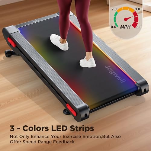 Jogwell Walking Pad Treadmill with 12%/20% Auto Incline - Black/X-Large