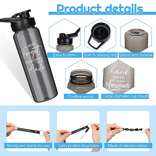 24 oz Sports Water Bottles with Silicone Keychains - Appreciation Gifts Bulk Set