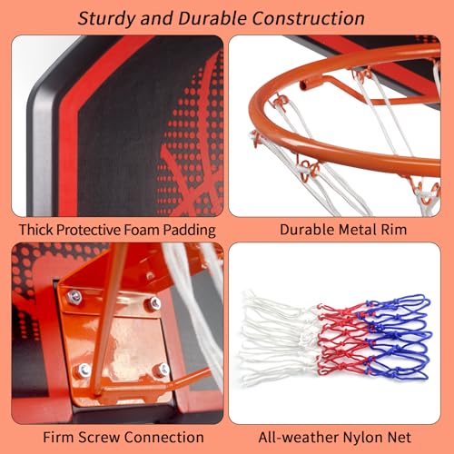 GOSR Large Wall Mounted Basketball Hoop 36x24 Backboard for Indoor Outdoor Play