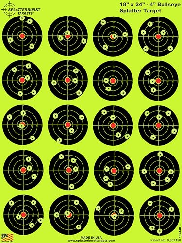 50 Pack Fluorescent Yellow Splatterburst Targets - 18x24 Inch Bullet Holes for Shooting