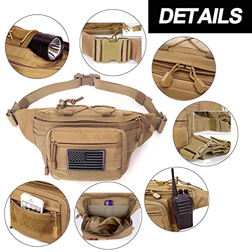 Meprona Tactical Fanny Pack 1 Pack Black Military Waist Bag Outdoor Utility