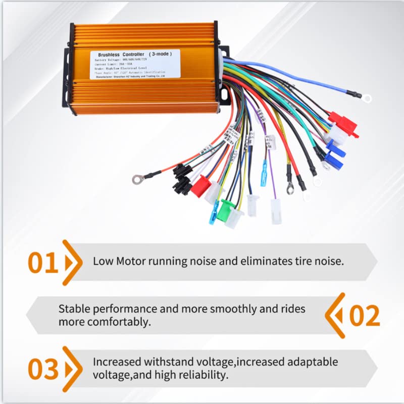High-Power 48V/64V/72V Brushless Motor Controller 1000W-1500W for Electric Bikes