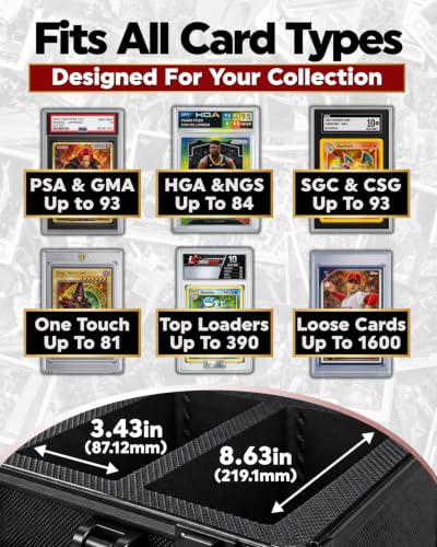 3-Row Card Storage Case with Foam Protection for PSA & Graded Cards