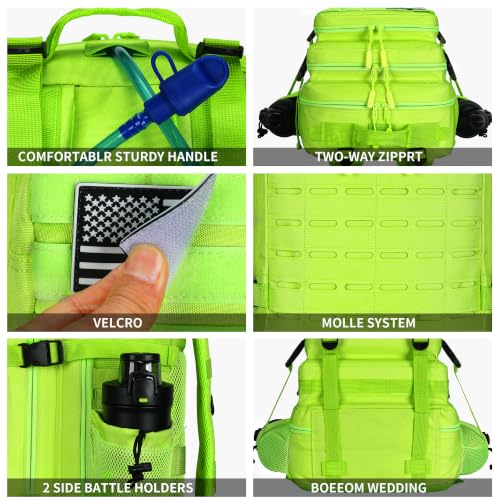 Neon Green Military Tactical Backpack 45L/25L 3-Day Assault Pack Molle Daypack