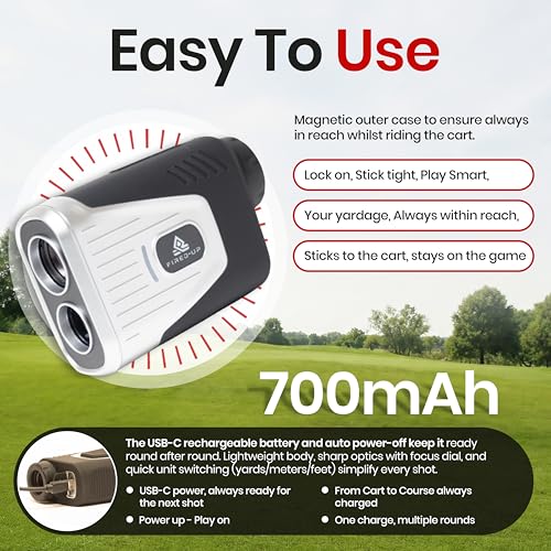 Golf Rangefinder with Slope, 1000 Yard Laser, Magnetic Mount, 6X Magnification