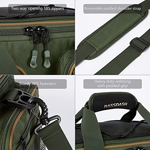 BASSDASH Fishing Tackle Shoulder Bag Army Green Water-Resistant Gear Storage Pack