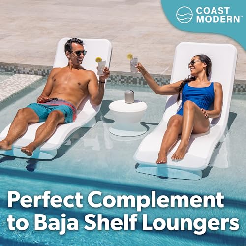 Coast Modern White Outdoor Side Table - All-Weather Pool & Patio Lounger Table