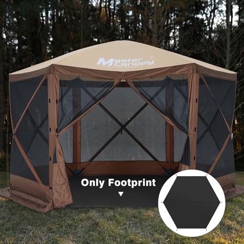 MasterCanopy 12x12 Hexagonal Tent Footprint with Storage Bag Black