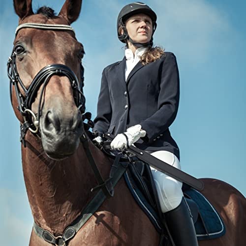 18 Inch Leather Riding Crop - Black Equestrian Whip with Faux Leather Paddle