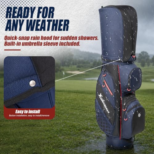 XDriveMax 14-Way Molded Lock Top Golf Cart Bag - Blue, Silent Club Organizer