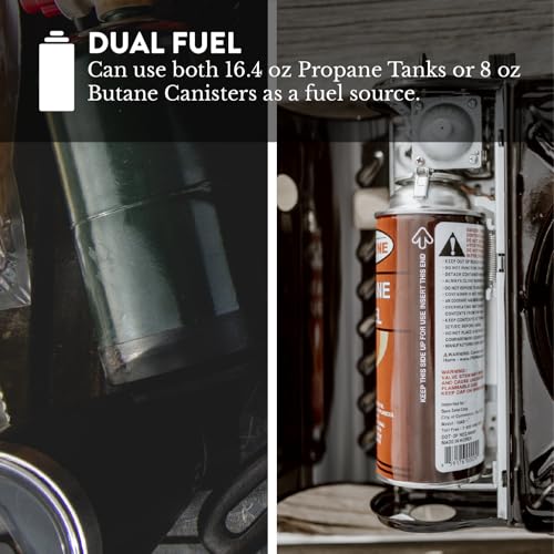 Portable Camping Stove - GasOne 15,000 BTU Dual Fuel Gas Stove with Carrying Case - Perfect for Emergency & Outdoor Cooking - Stove