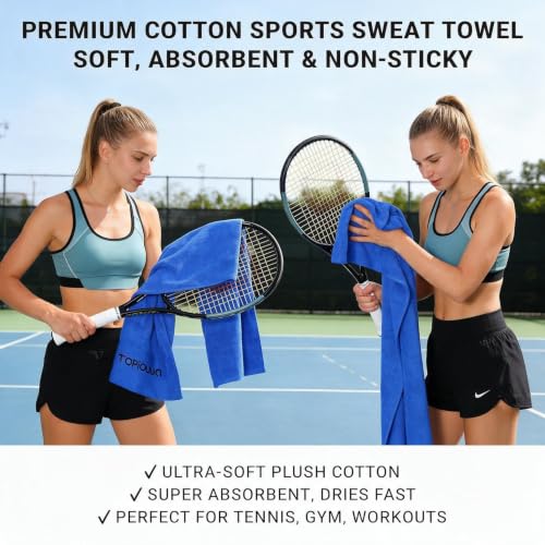 Cotton Sweat Absorbing Gym Towels 43.5 Inch Double-Sided Terry Cloth 2 Pack