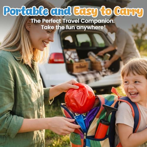 Inflatable Playground Balls Set - 8.5 Inch Sensory Bouncing Balls with Hand Pump - Medium
