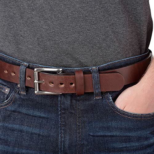Bullhide Men's Leather Belt for Work & CCW Carry 1.50" Wide Brown 36" USA Made