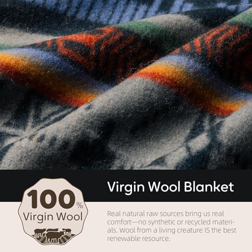 Mountain Large Wool Blanket 62x86 Inches - Warm, Thick, Military Camping Gear
