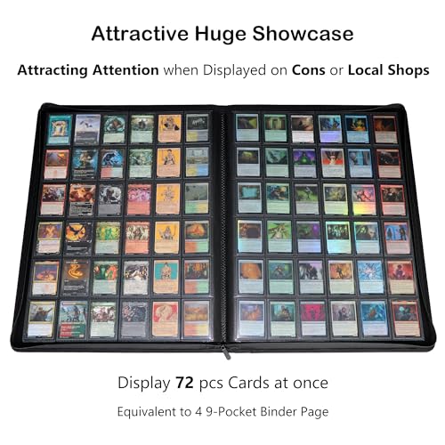 Purple 36-Pocket Ringless Trading Card Binder for 2304 Cards – Large Capacity, Side-Loading Pages, Zipper Closure