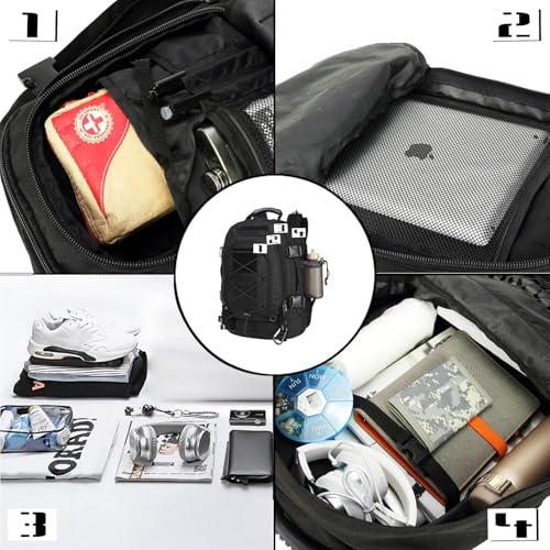 Expandable Military Tactical Backpack 40-64L Black 3-Day Hiking Camping Bag