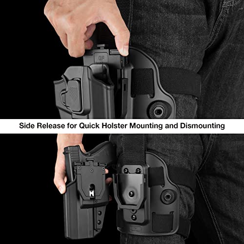 GUN & FLOWER Black Universal Drop Leg Holster for Full & Compact Pistols - Optic Cut & Level II Retention