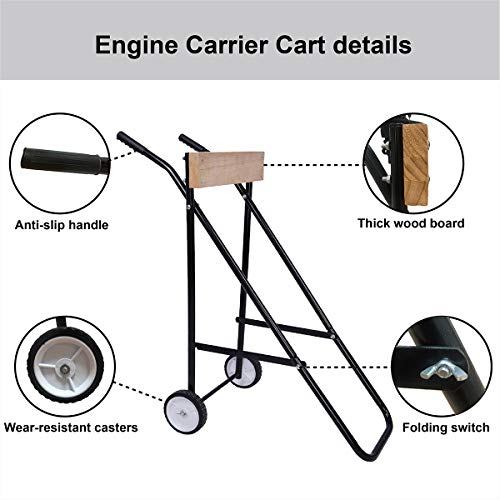 LEADALLWAY Wooden 5-15HP Folding Outboard Motor Stand & Carrier Cart for Small Boats