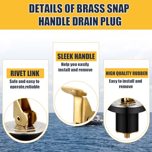 MorningRo 4 Pcs Brass Boat Drain Plug 3/4 Inch for Livewell Baitwell Kayak