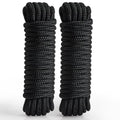 2 Pack 1/2" x 20' Nylon Dock Lines - Marine-Grade Boat Ropes, Black