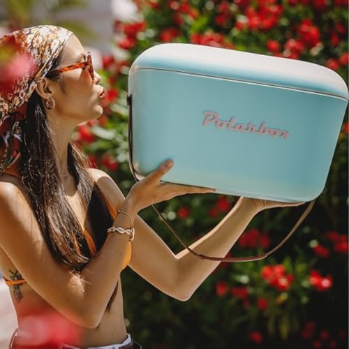 Polarbox Cyan Baby Rose 20L Retro Picnic Cooler Bag Portable Ice Chest for Camping & Travel