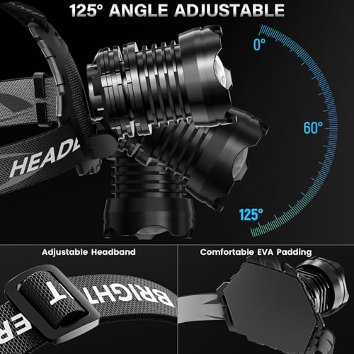 AKNEAR Rechargeable LED Headlamp 99000 Lumens Super Bright White Light 2 Pack