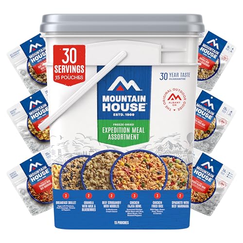 Mountain House Expedition Bucket Emergency Freeze-Dried Food Kit, 30-Year Shelf Life