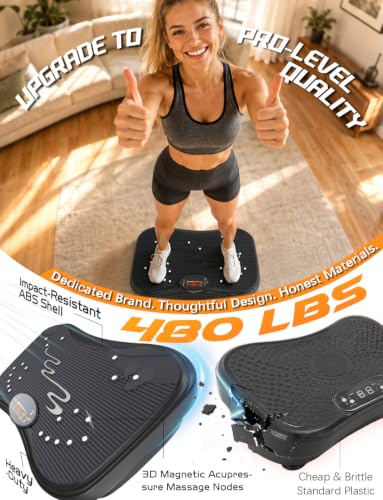 UCIN Black 480 lbs Vibration Plate Exercise Machine with Color Screen & Bluetooth, 99 Speeds