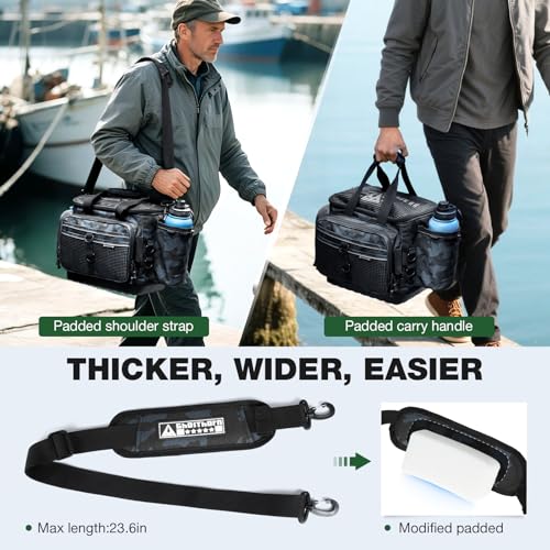 Waterproof Fishing Tackle Bag with 4x 3600 Boxes, Rod Holder & Organizer - Ghosthorn Variation of This Listing