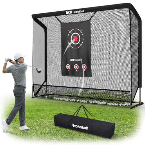 Open Design Practice Net - 10x8FT Golf Hitting Net & Simulator Cage with Dual Mode Training