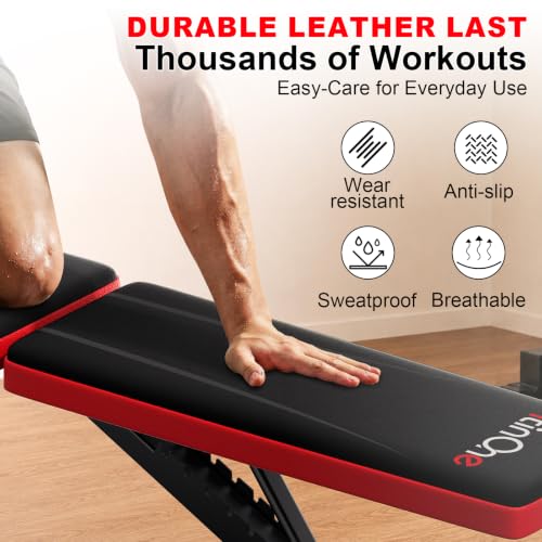 Adjustable Folding Weight Bench for Home Gym - Black-Red, 660 lbs Capacity, Multi-Functional Workout Bench