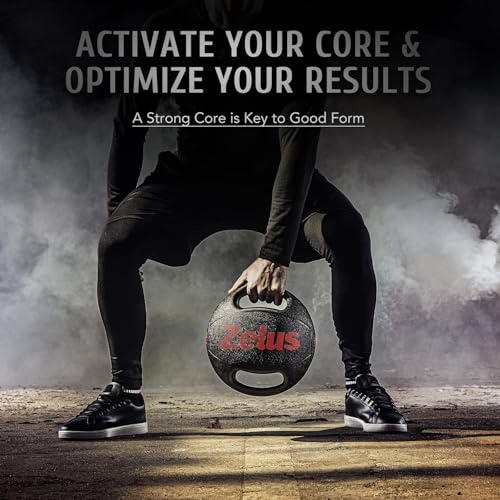 ZELUS 20 lb Dual Grip Exercise Medicine Ball for Strength & Core Training
