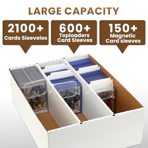 2-Pack Toploader Trading Card Storage Box with Dividers & Labels - 4800 Count, 3-Row Variation
