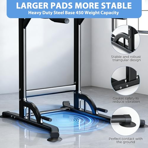 ZENOVA Black Multi-Function Power Tower Pull Up Bar with Dip Station and Adjustable Height